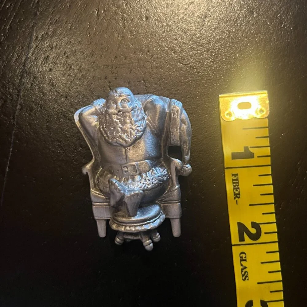 Vintage Pewter Santa Sitting on Chair Pin AJC